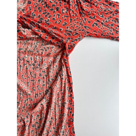 FREE PEOPLE C'est Moi Orange Leopard Printed Long Duster Maxi Blouse Top, Size M - Picture 10 of 15